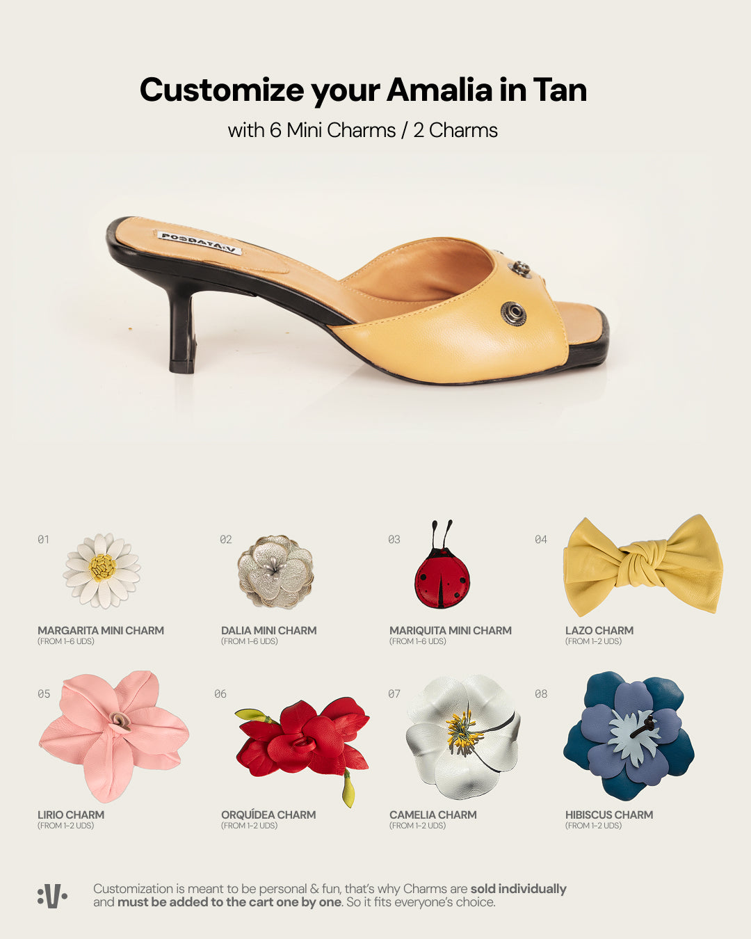 Amalia in Tan + Set of Charms