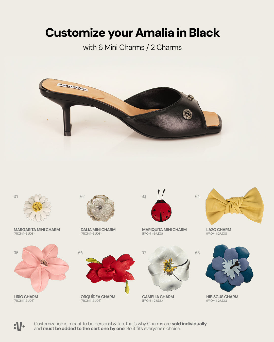 Amalia in Black + Set of Charms